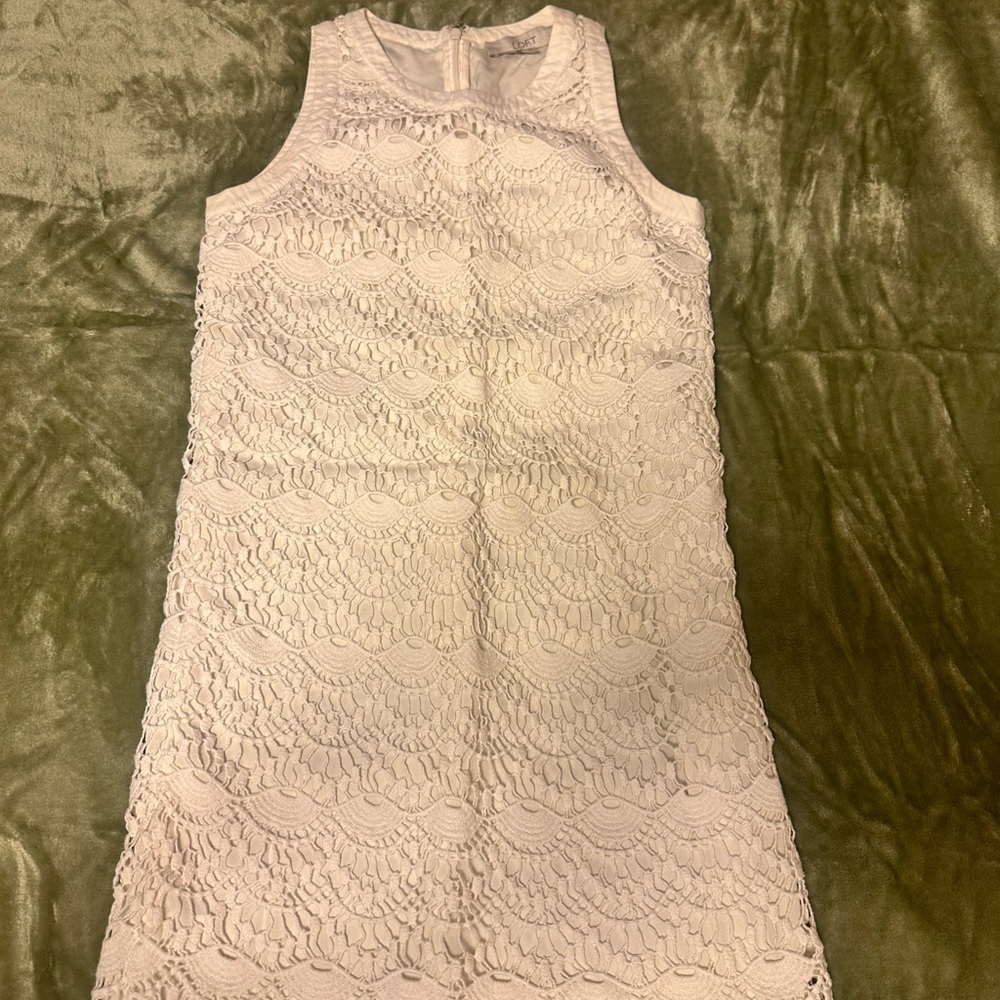 LOFT Lace Midi Dress in Light Pink